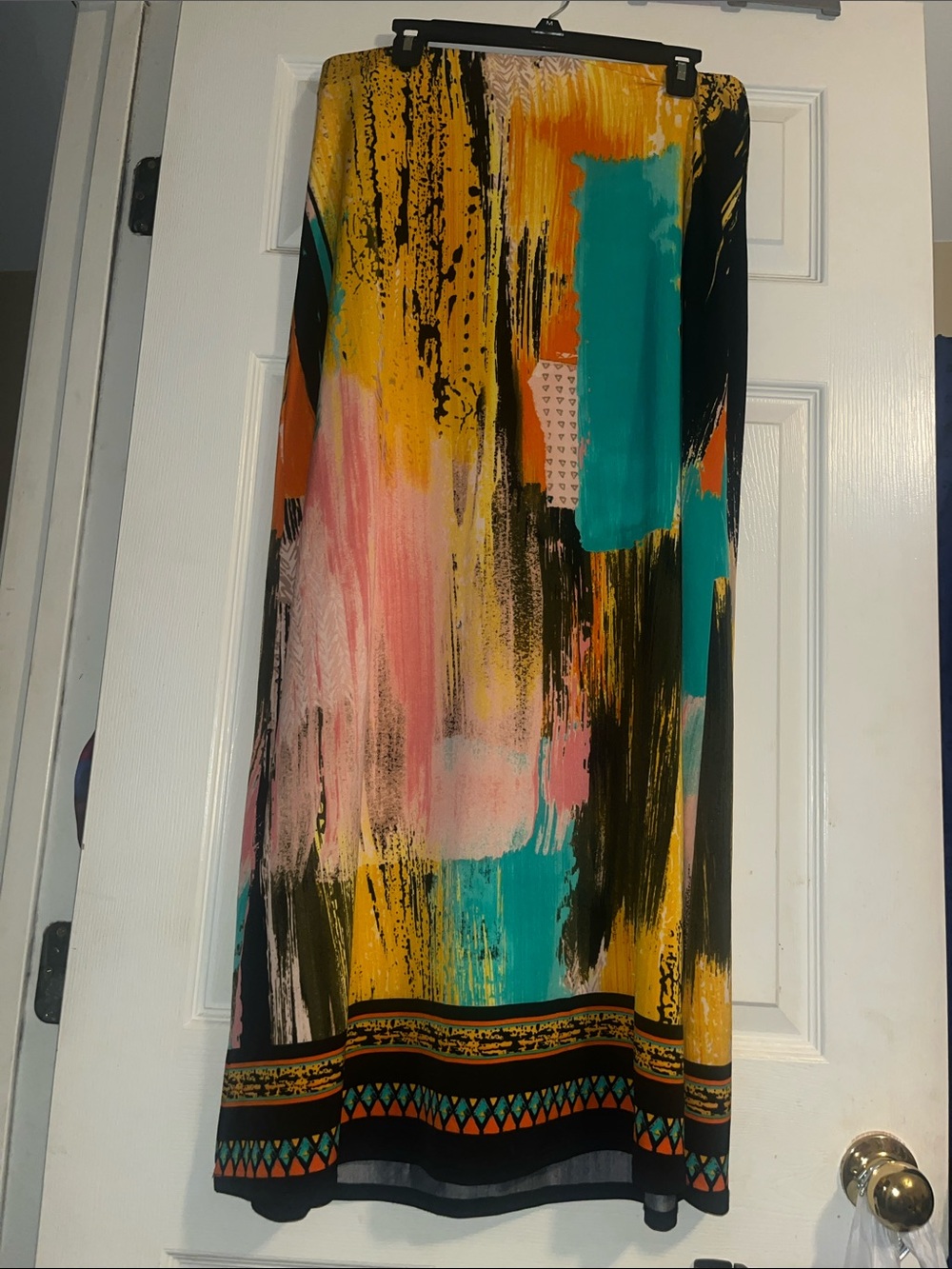 ECI Maxi Skirt in Teal, Yellow, Pink & Black